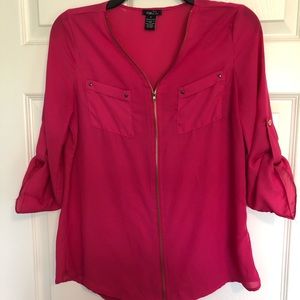 Rue 21 Quarter Length Full-Zip Blouse